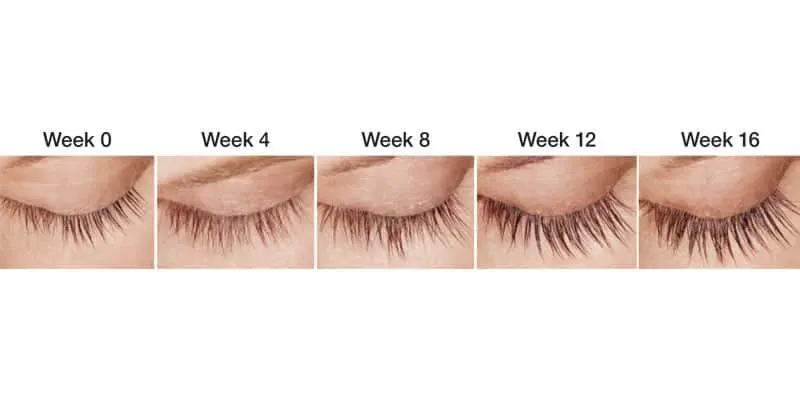 A series of three photos showing the progression of eyelash extensions.